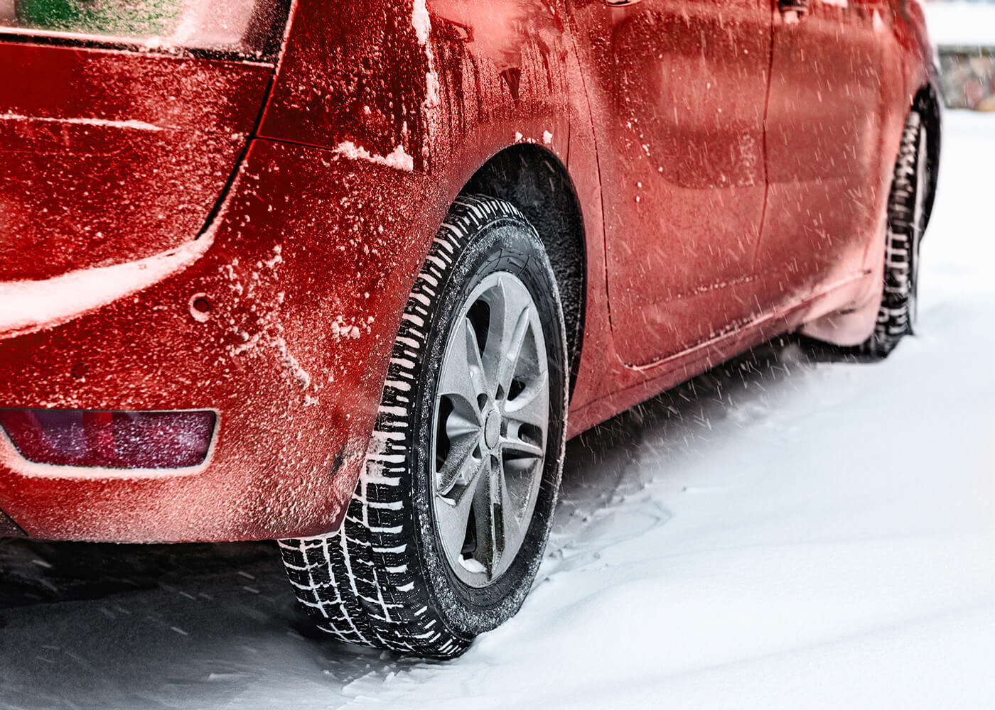 Car on snowy ice road