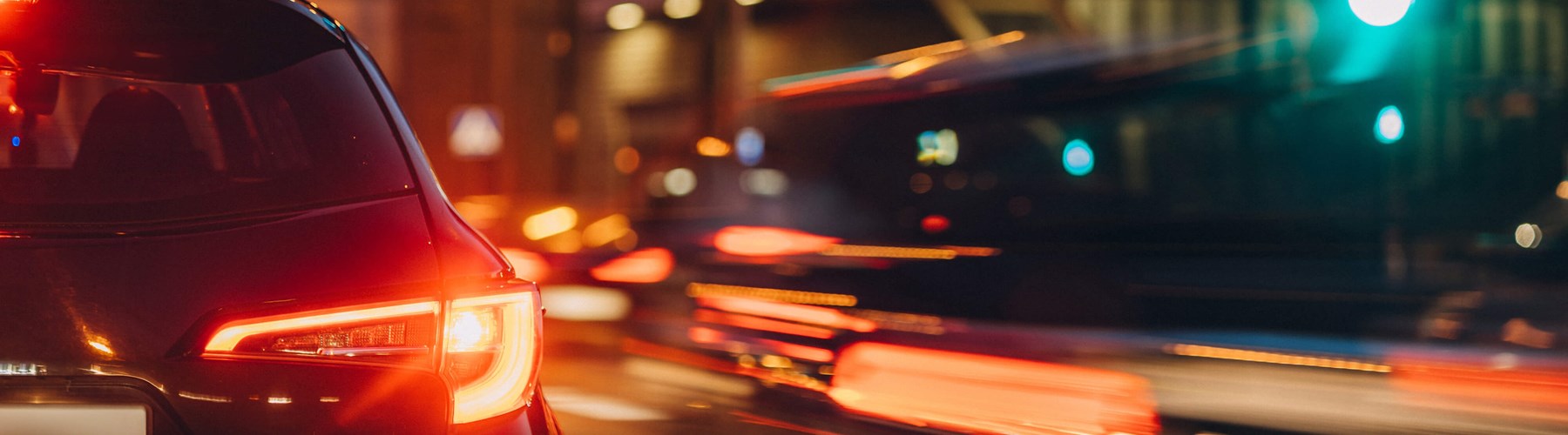 Night traffic on busy road