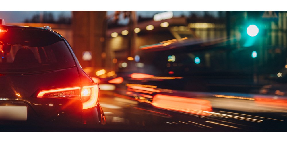 Night traffic on busy road