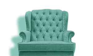 A green armchair