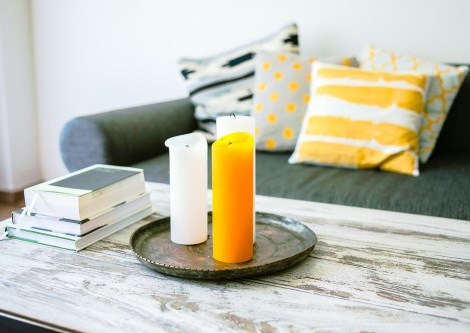 sofa with candles
