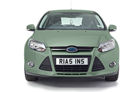 Mint green coloured car with a personalised Rias plate