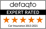 Defaqto 5 star rating 2013-2021 car insurance logo