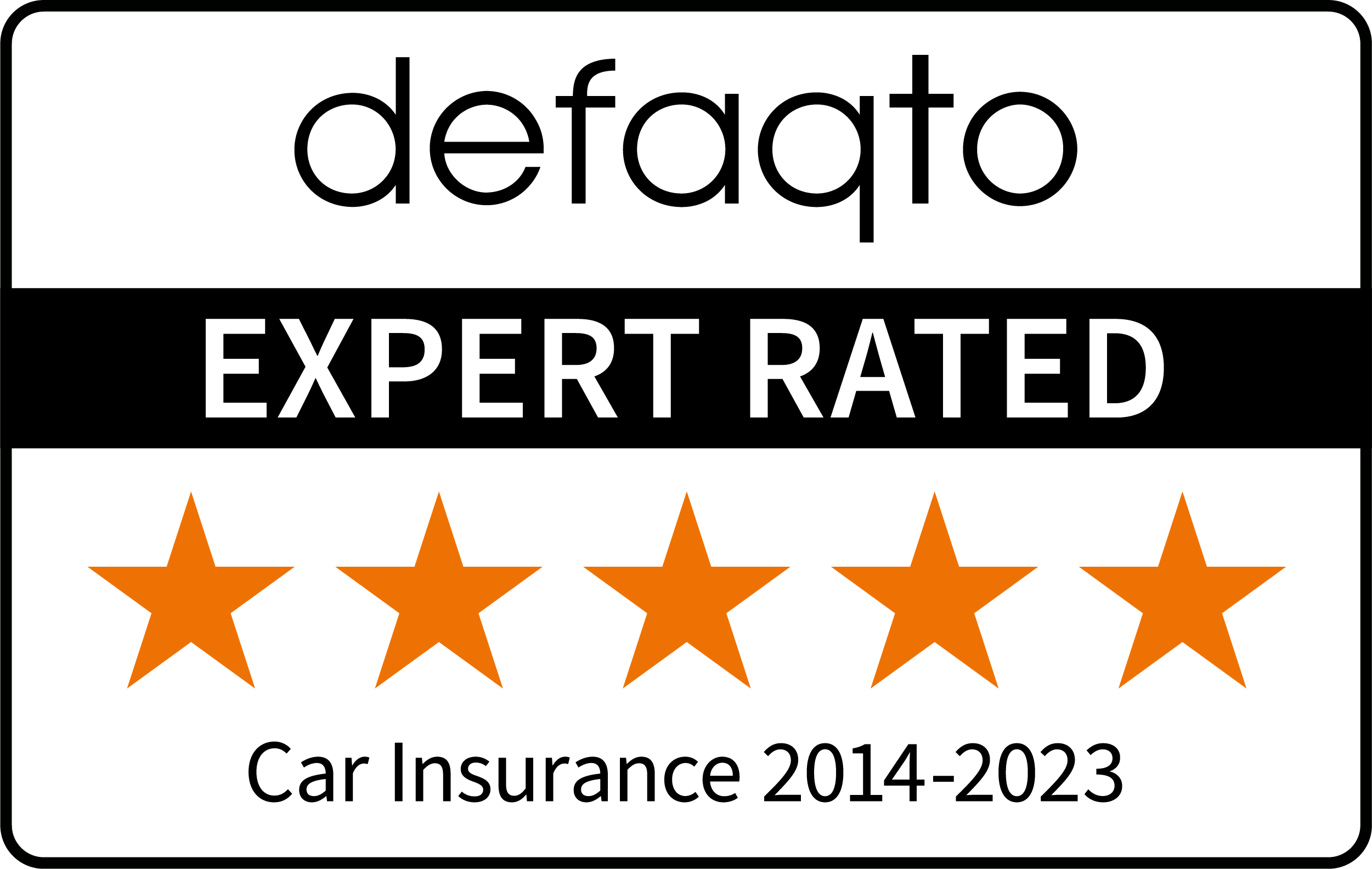 Defaqto 5 star rating 2014-2022 car insurance logo