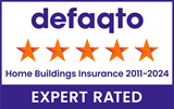 Defaqto 5 star rating 2011-2024 home insurance logo