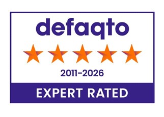 Defaqto logo - 2014-2026 - rated 5 stars