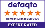 Defaqto 5 star rating 2011-2025 home insurance logo