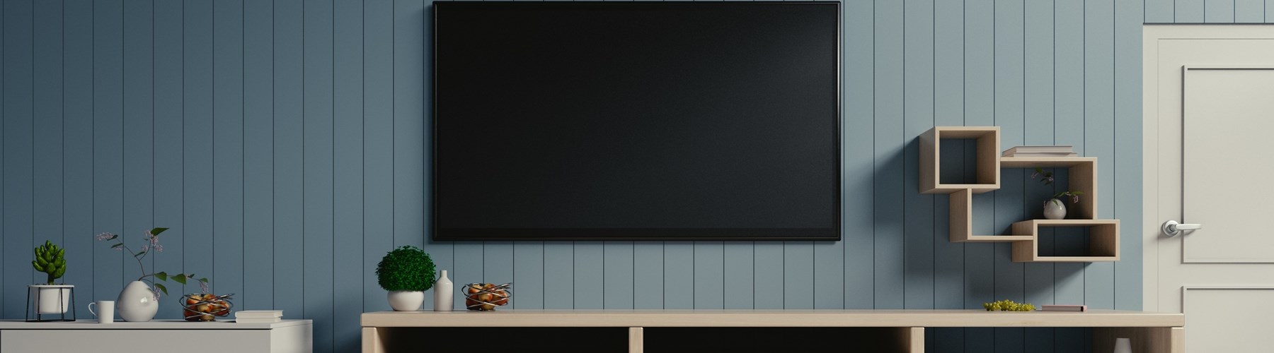 Living room with large TV