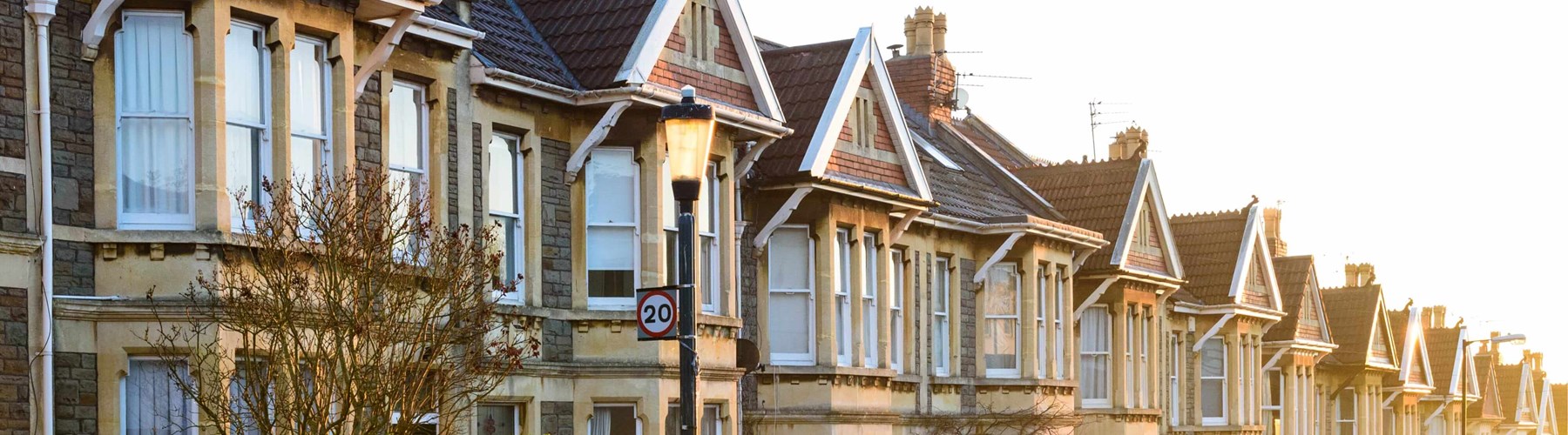 Row of identical houses in a street 