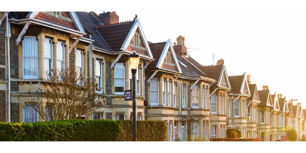 Row of identical houses in a street 