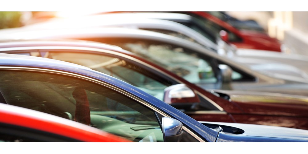 Cars parked in a row