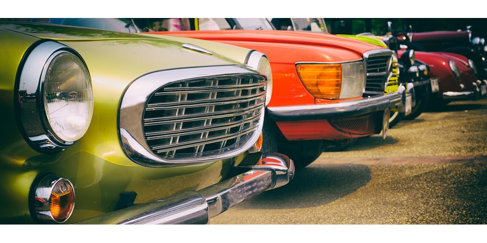 Classic cars in a row