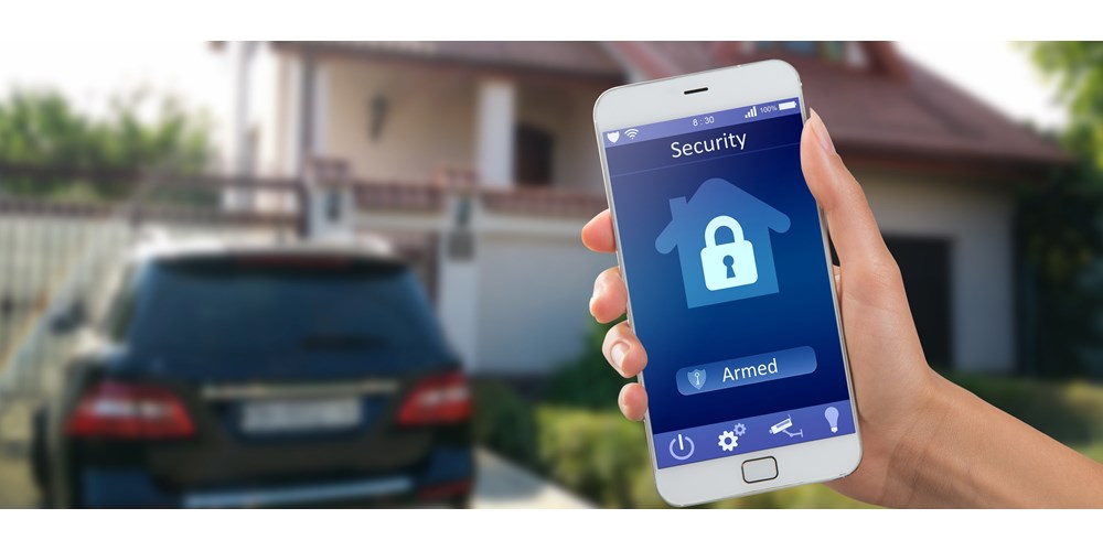 Mobile phone with home security system set up