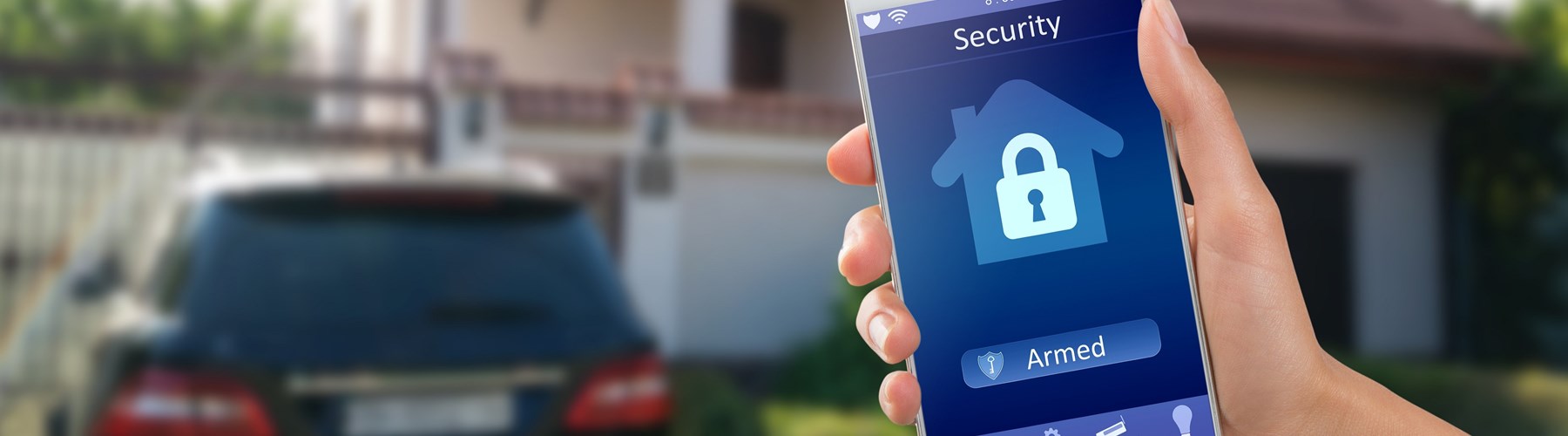 Mobile phone with home security system set up