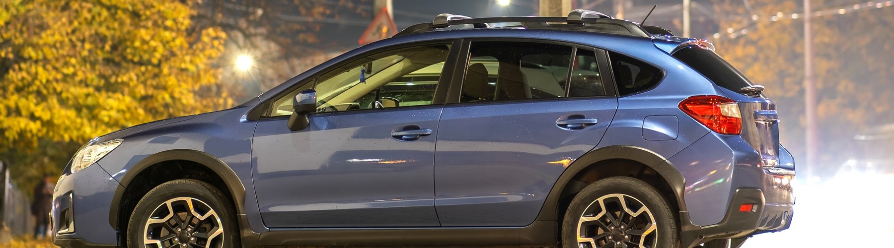 Blue crossover car