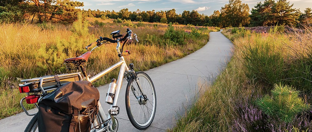 Electric bike on countryside road