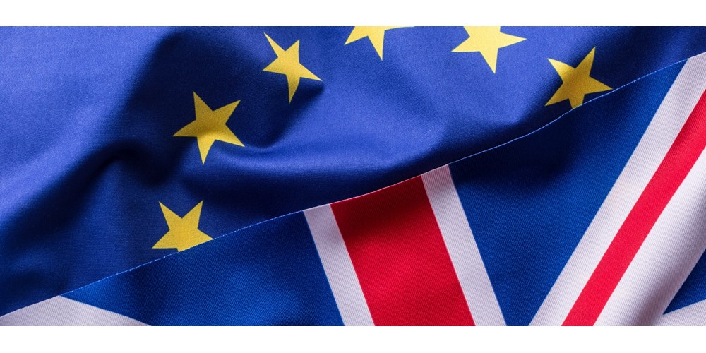 EU and UK flags in colour