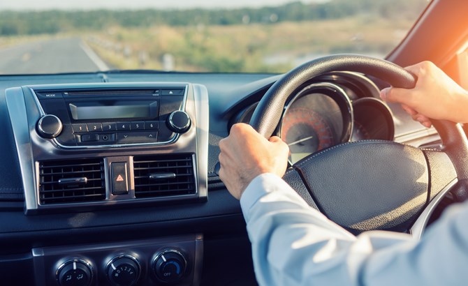 A man driving a car