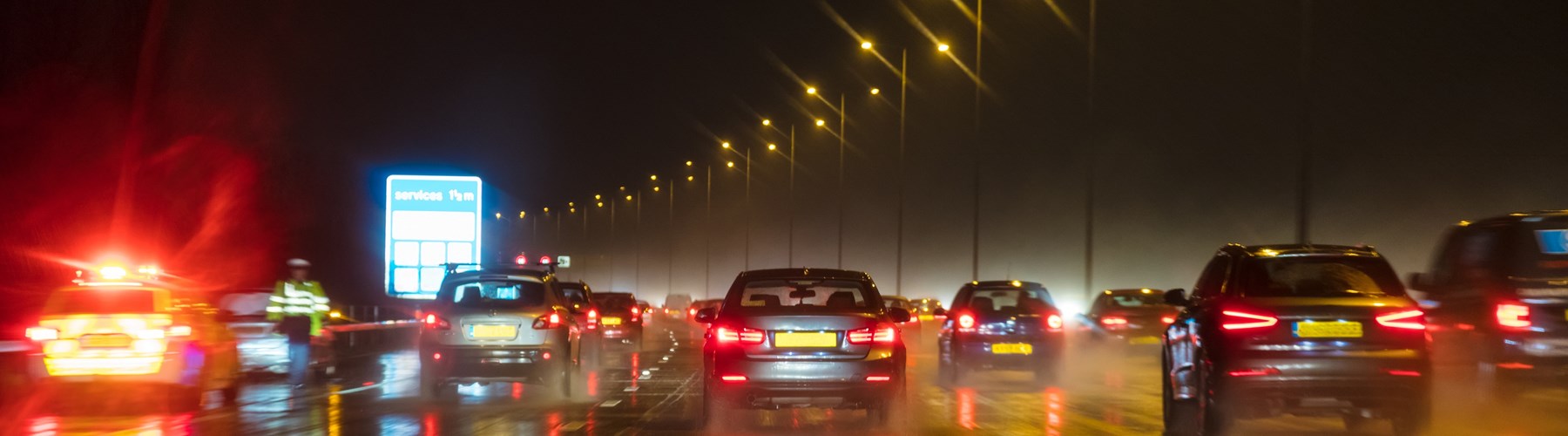 Night traffic on busy road
