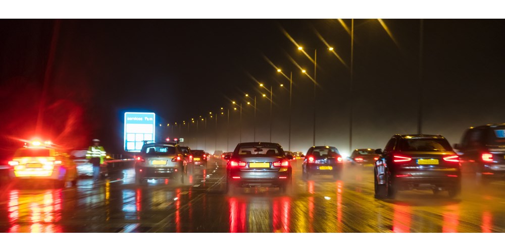 Night traffic on busy road