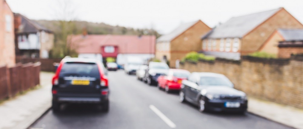 Parked cars on a road
