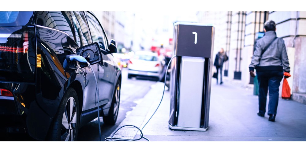 An electric car being charged