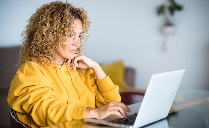 Woman in front of laptop