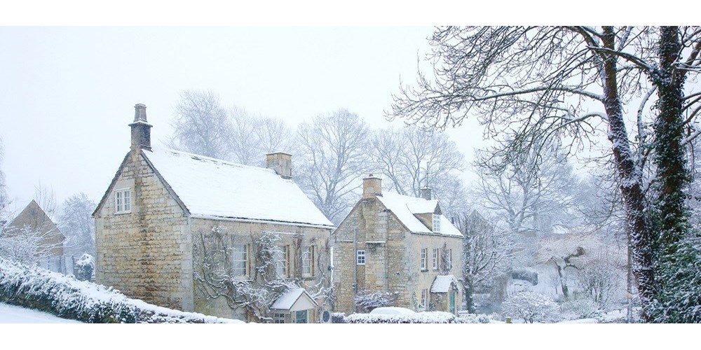 House covered in snow in winter