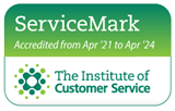 ServiceMark Accredited by the Institute of Customer Service logo 2021 - 2024