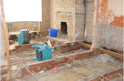 Damage Building after flood