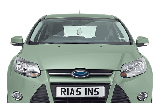 Mint coloured car with Rias personalised plate