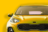 Yellow car front view