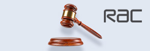 Gavel on a blue background